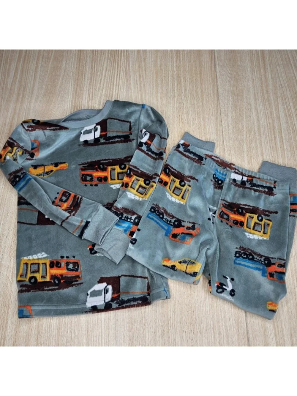 Carter's Toddler Boys Green Velour Truck Pajama Set 3T